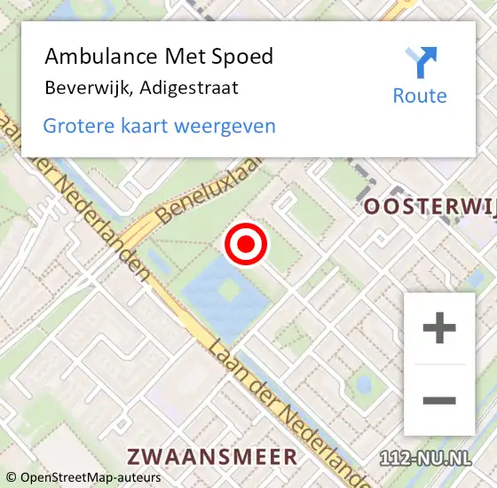 Locatie op kaart van de 112 melding: Ambulance Met Spoed Naar Beverwijk, Adigestraat op 22 januari 2018 12:15