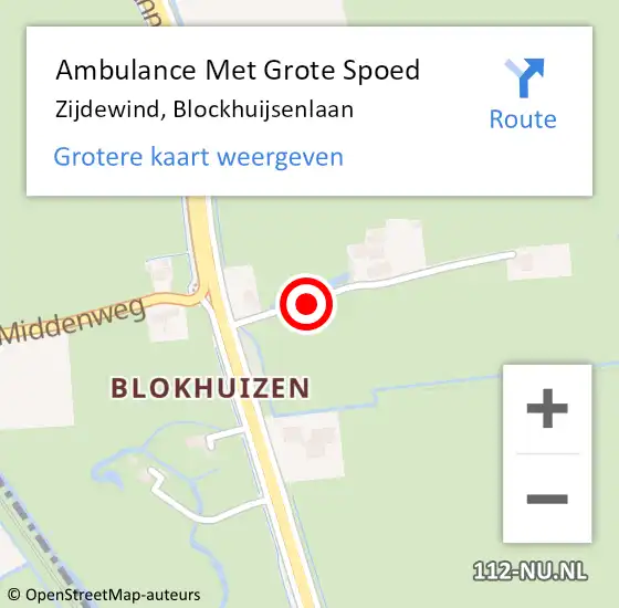 Locatie op kaart van de 112 melding: Ambulance Met Grote Spoed Naar Zijdewind, Blockhuijsenlaan op 14 februari 2014 00:17
