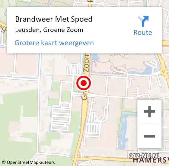 Locatie op kaart van de 112 melding: Brandweer Met Spoed Naar Leusden, Groene Zoom op 22 januari 2018 14:04