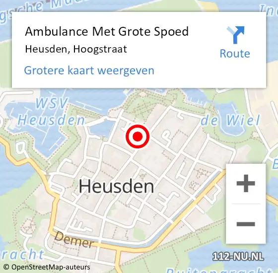 Locatie op kaart van de 112 melding: Ambulance Met Grote Spoed Naar Heusden, Hoogstraat op 22 januari 2018 14:17