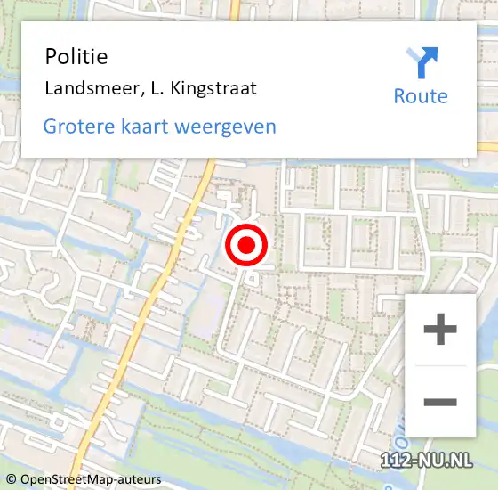 Locatie op kaart van de 112 melding: Politie Landsmeer, L. Kingstraat op 22 januari 2018 16:01