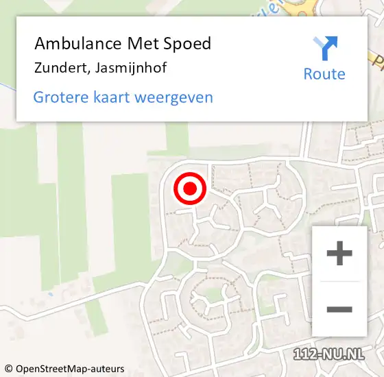 Locatie op kaart van de 112 melding: Ambulance Met Spoed Naar Zundert, Jasmijnhof op 22 januari 2018 22:59