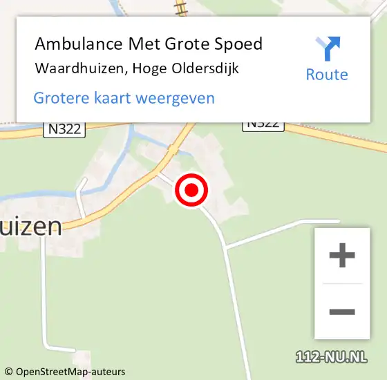 Locatie op kaart van de 112 melding: Ambulance Met Grote Spoed Naar Waardhuizen, Hoge Oldersdijk op 23 januari 2018 06:20