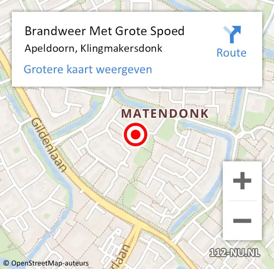 Locatie op kaart van de 112 melding: Brandweer Met Grote Spoed Naar Apeldoorn, Klingmakersdonk op 23 januari 2018 06:24