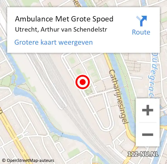 Locatie op kaart van de 112 melding: Ambulance Met Grote Spoed Naar Utrecht, Arthur van Schendelstr op 23 januari 2018 07:52