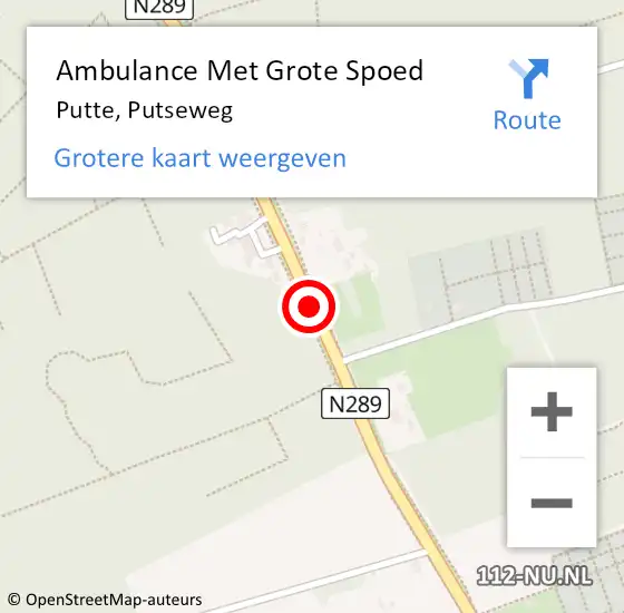 Locatie op kaart van de 112 melding: Ambulance Met Grote Spoed Naar Putte, Putseweg op 23 januari 2018 10:26