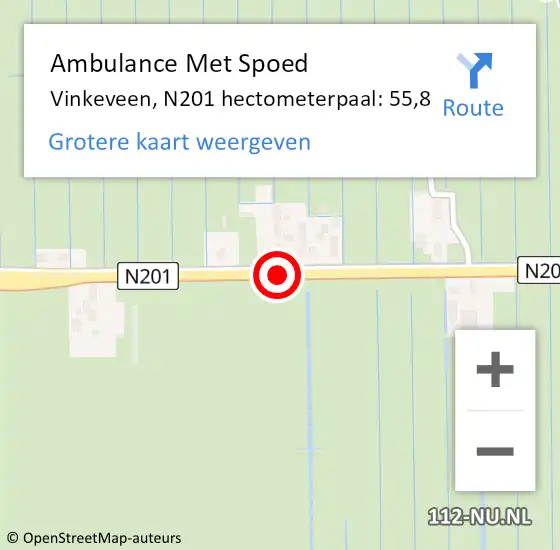 Locatie op kaart van de 112 melding: Ambulance Met Spoed Naar Vinkeveen, N201 hectometerpaal: 55,8 op 23 januari 2018 11:14