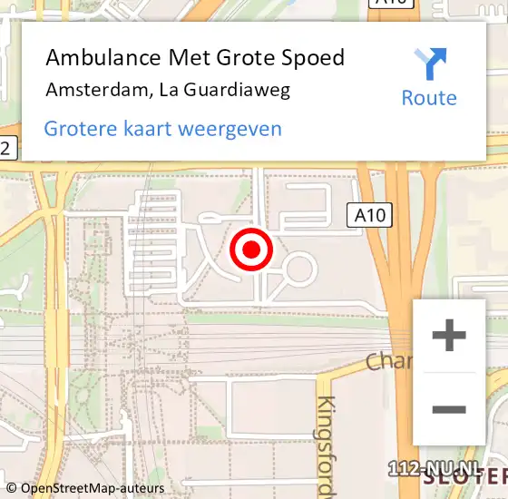 Locatie op kaart van de 112 melding: Ambulance Met Grote Spoed Naar Amsterdam, La Guardiaweg op 23 januari 2018 11:19