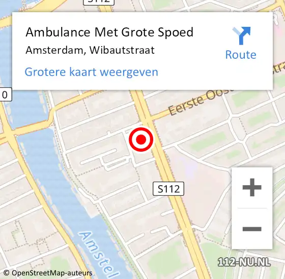 Locatie op kaart van de 112 melding: Ambulance Met Grote Spoed Naar Amsterdam, Wibautstraat op 23 januari 2018 12:20