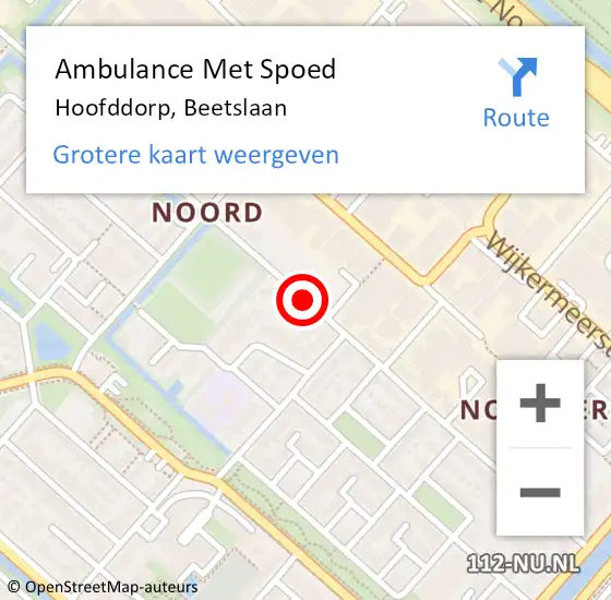 Locatie op kaart van de 112 melding: Ambulance Met Spoed Naar Hoofddorp, Beetslaan op 23 januari 2018 12:26