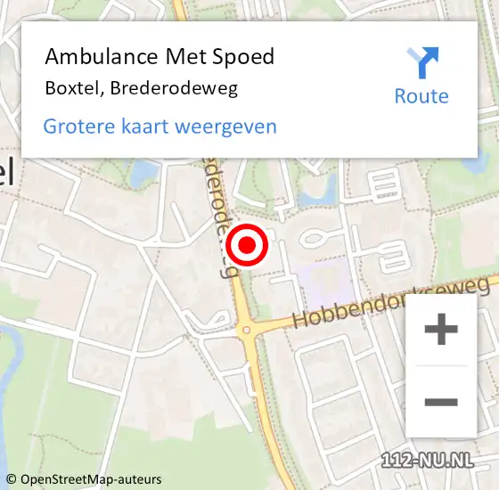 Locatie op kaart van de 112 melding: Ambulance Met Spoed Naar Boxtel, Brederodeweg op 23 januari 2018 12:27