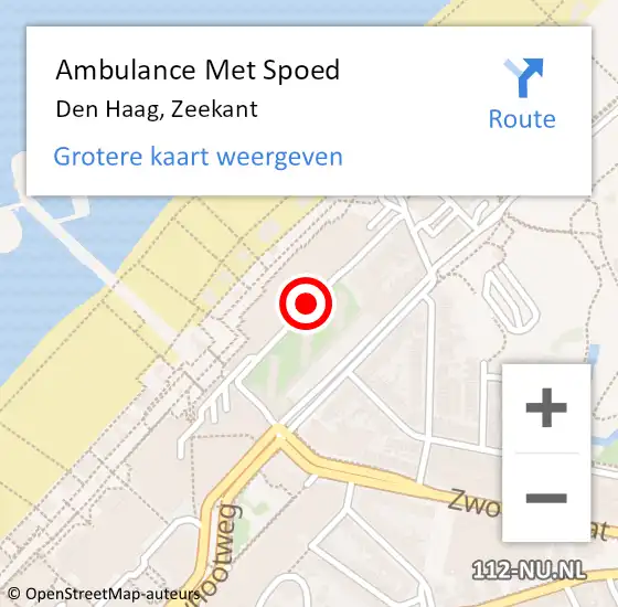 Locatie op kaart van de 112 melding: Ambulance Met Spoed Naar Den Haag, Zeekant op 23 januari 2018 13:47