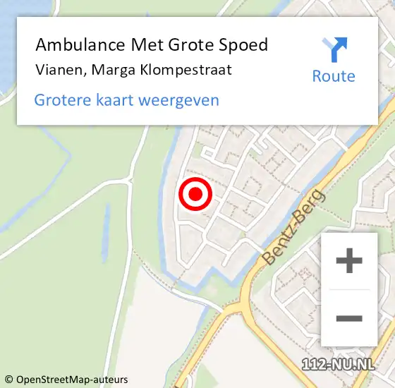 Locatie op kaart van de 112 melding: Ambulance Met Grote Spoed Naar Vianen, Marga Klompestraat op 22 september 2013 12:49