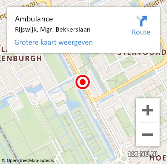 Locatie op kaart van de 112 melding: Ambulance Rijswijk, Mgr. Bekkerslaan op 23 januari 2018 14:21