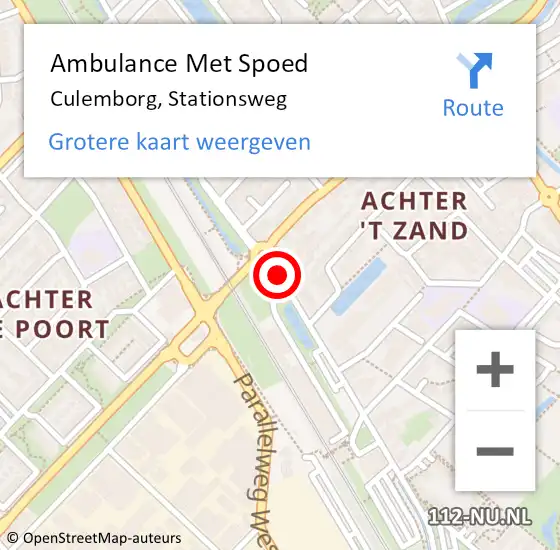 Locatie op kaart van de 112 melding: Ambulance Met Spoed Naar Culemborg, Stationsweg op 14 februari 2014 06:51