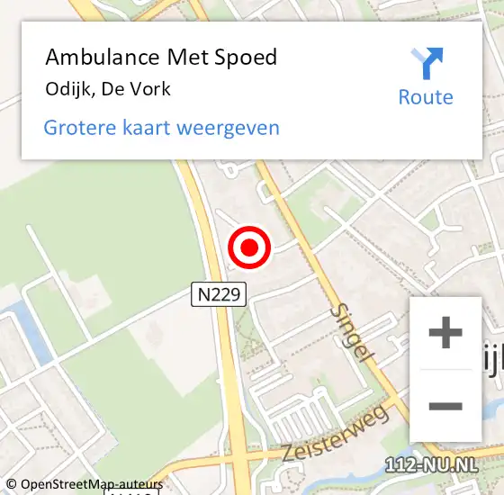 Locatie op kaart van de 112 melding: Ambulance Met Spoed Naar Odijk, De Vork op 23 januari 2018 15:19