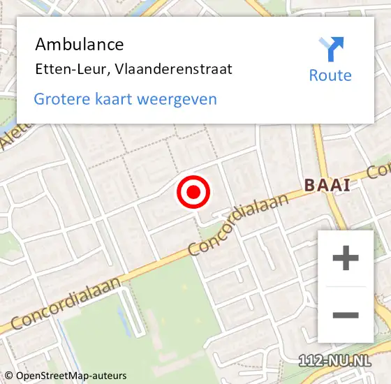 Locatie op kaart van de 112 melding: Ambulance Etten-Leur, Vlaanderenstraat op 23 januari 2018 16:03