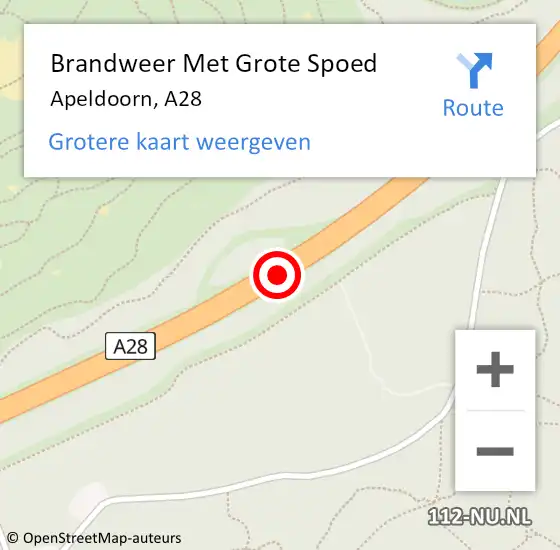 Locatie op kaart van de 112 melding: Brandweer Met Grote Spoed Naar Apeldoorn, A28 op 23 januari 2018 17:56