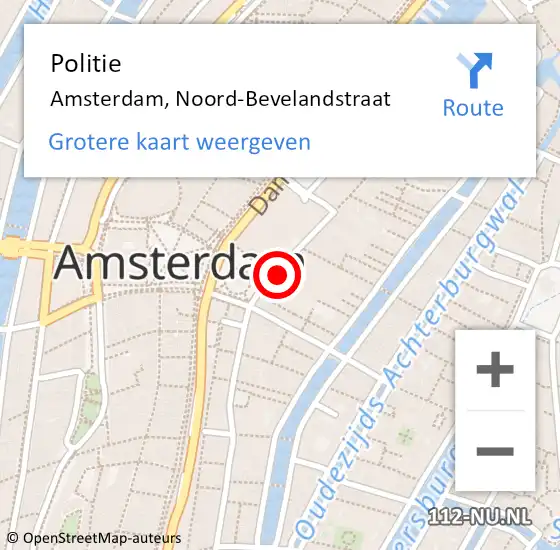 Locatie op kaart van de 112 melding: Politie Amsterdam, Noord-Bevelandstraat op 23 januari 2018 18:10