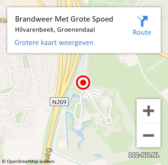 Locatie op kaart van de 112 melding: Brandweer Met Grote Spoed Naar Hilvarenbeek, Groenendaal op 23 januari 2018 18:27