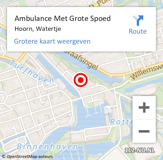 Locatie op kaart van de 112 melding: Ambulance Met Grote Spoed Naar Hoorn, Watertje op 23 januari 2018 21:17
