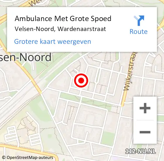 Locatie op kaart van de 112 melding: Ambulance Met Grote Spoed Naar Velsen-Noord, Wardenaarstraat op 23 januari 2018 22:24