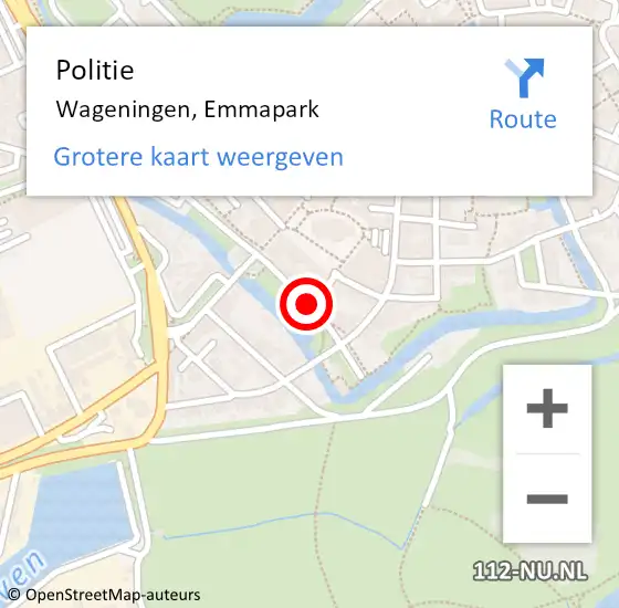Locatie op kaart van de 112 melding: Politie Wageningen, Emmapark op 23 januari 2018 22:31