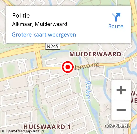 Locatie op kaart van de 112 melding: Politie Alkmaar, Muiderwaard op 23 januari 2018 23:02