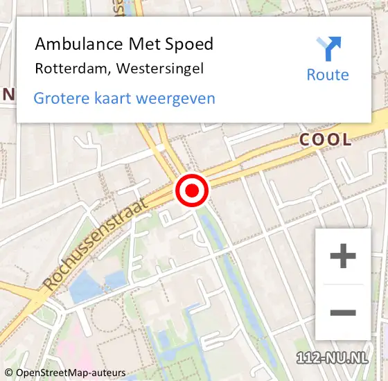 Locatie op kaart van de 112 melding: Ambulance Met Spoed Naar Rotterdam, Westersingel op 24 januari 2018 00:12