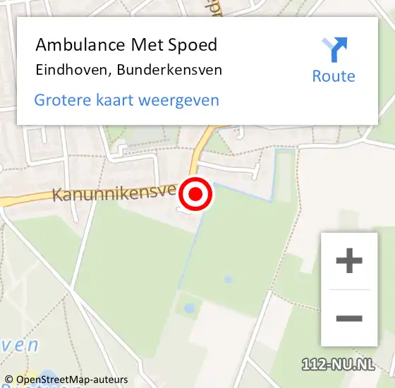 Locatie op kaart van de 112 melding: Ambulance Met Spoed Naar Eindhoven, Bunderkensven op 24 januari 2018 06:10