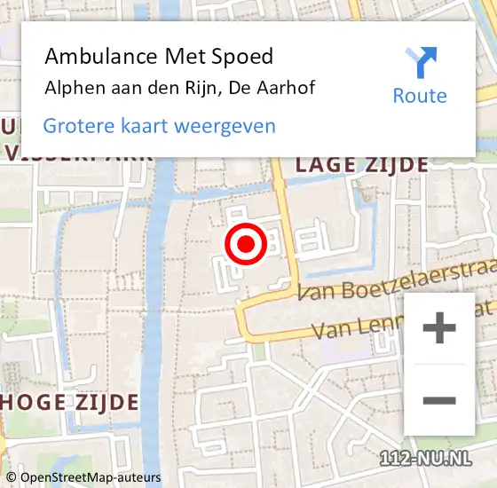 Locatie op kaart van de 112 melding: Ambulance Met Spoed Naar Alphen aan den Rijn, De Aarhof op 24 januari 2018 11:05