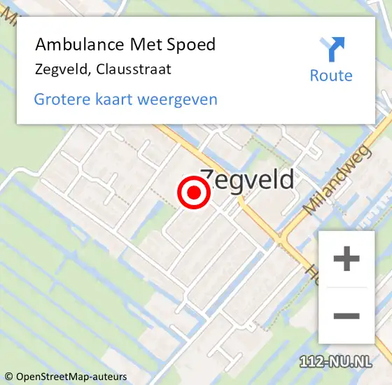 Locatie op kaart van de 112 melding: Ambulance Met Spoed Naar Zegveld, Clausstraat op 24 januari 2018 12:16