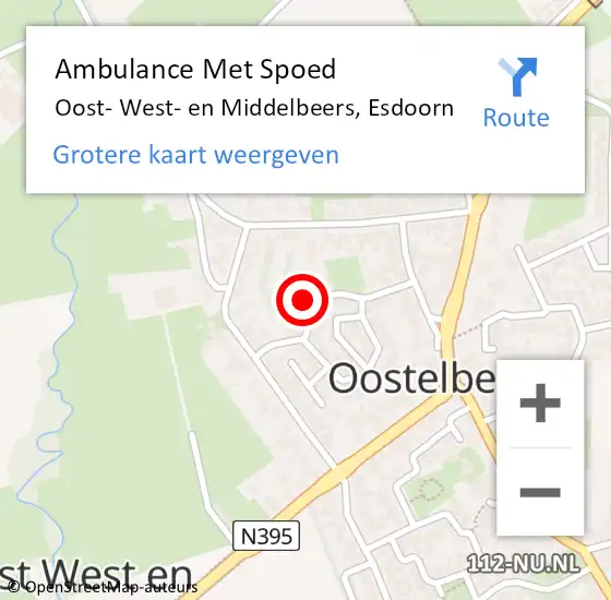 Locatie op kaart van de 112 melding: Ambulance Met Spoed Naar Oost- West- en Middelbeers, Esdoorn op 24 januari 2018 14:26