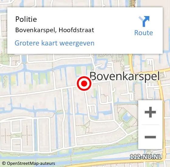 Locatie op kaart van de 112 melding: Politie Bovenkarspel, Hoofdstraat op 24 januari 2018 16:44