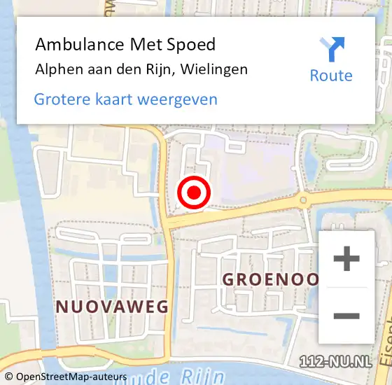 Locatie op kaart van de 112 melding: Ambulance Met Spoed Naar Alphen aan den Rijn, Wielingen op 24 januari 2018 17:24