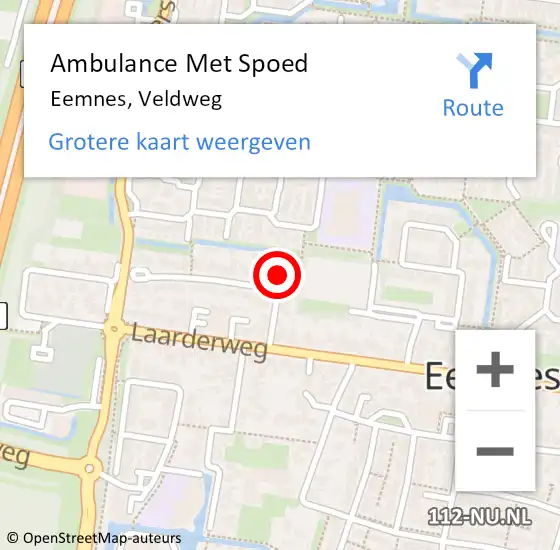 Locatie op kaart van de 112 melding: Ambulance Met Spoed Naar Eemnes, Veldweg op 24 januari 2018 18:43