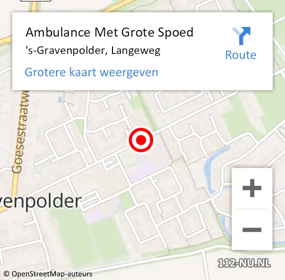Locatie op kaart van de 112 melding: Ambulance Met Grote Spoed Naar 's-Gravenpolder, Langeweg op 24 januari 2018 19:06