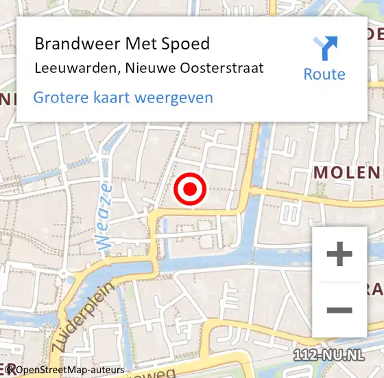 Locatie op kaart van de 112 melding: Brandweer Met Spoed Naar Leeuwarden, Nieuwe Oosterstraat op 24 januari 2018 20:22