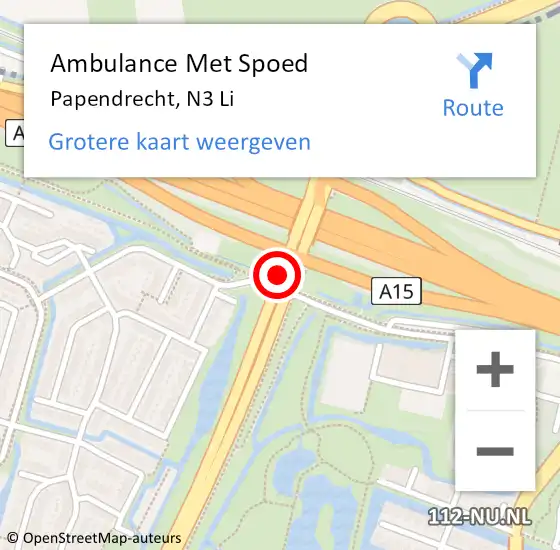 Locatie op kaart van de 112 melding: Ambulance Met Spoed Naar Papendrecht, N3 R hectometerpaal: 1,3 op 24 januari 2018 21:21