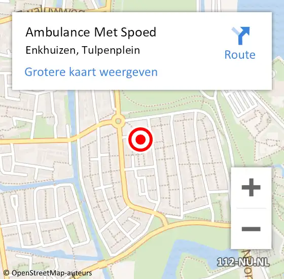 Locatie op kaart van de 112 melding: Ambulance Met Spoed Naar Enkhuizen, Tulpenplein op 24 januari 2018 23:47