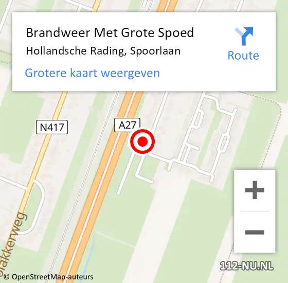 Locatie op kaart van de 112 melding: Brandweer Met Grote Spoed Naar Hollandsche Rading, Spoorlaan op 25 januari 2018 07:31