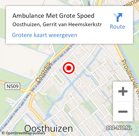 Locatie op kaart van de 112 melding: Ambulance Met Grote Spoed Naar Oosthuizen, Gerrit van Heemskerkstr op 25 januari 2018 08:48