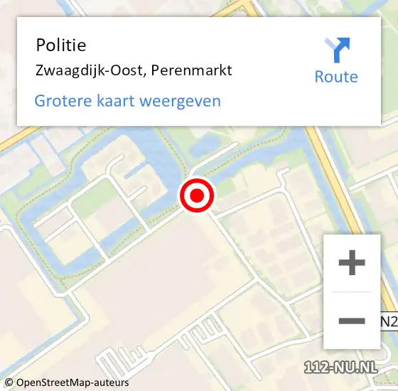 Locatie op kaart van de 112 melding: Politie Zwaagdijk-Oost, Perenmarkt op 25 januari 2018 10:16