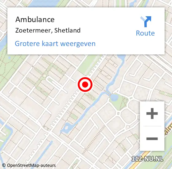 Locatie op kaart van de 112 melding: Ambulance Zoetermeer, Shetland op 25 januari 2018 12:06