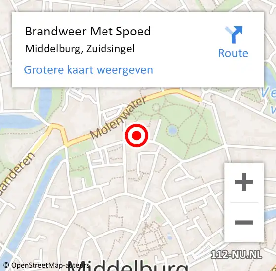 Locatie op kaart van de 112 melding: Brandweer Met Spoed Naar Middelburg, Zuidsingel op 25 januari 2018 12:48