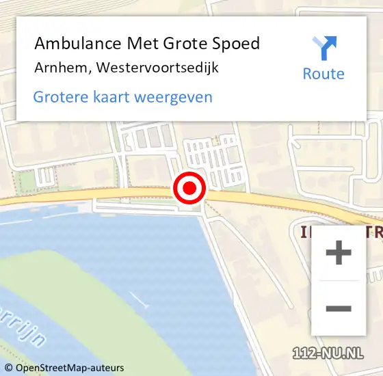Locatie op kaart van de 112 melding: Ambulance Met Grote Spoed Naar Arnhem, Westervoortsedijk op 25 januari 2018 17:32