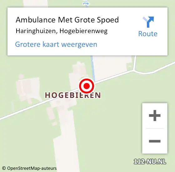 Locatie op kaart van de 112 melding: Ambulance Met Grote Spoed Naar Haringhuizen, Hogebierenweg op 25 januari 2018 23:40