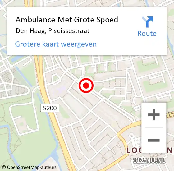 Locatie op kaart van de 112 melding: Ambulance Met Grote Spoed Naar Den Haag, Pisuissestraat op 26 januari 2018 00:50