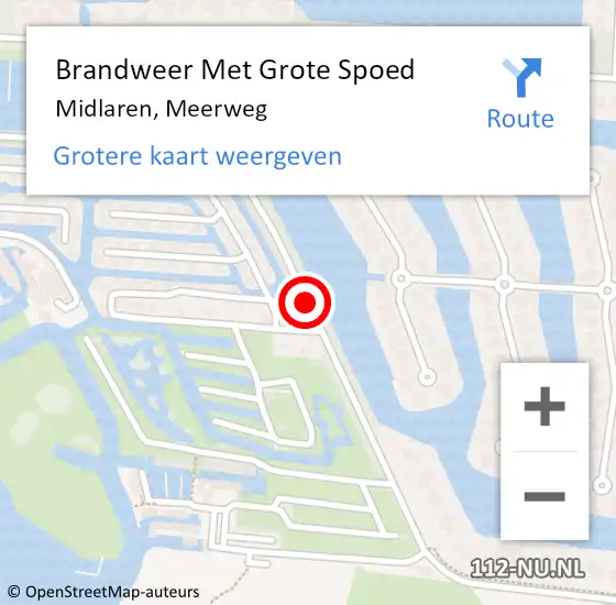 Locatie op kaart van de 112 melding: Brandweer Met Grote Spoed Naar Midlaren, Meerweg op 26 januari 2018 03:12