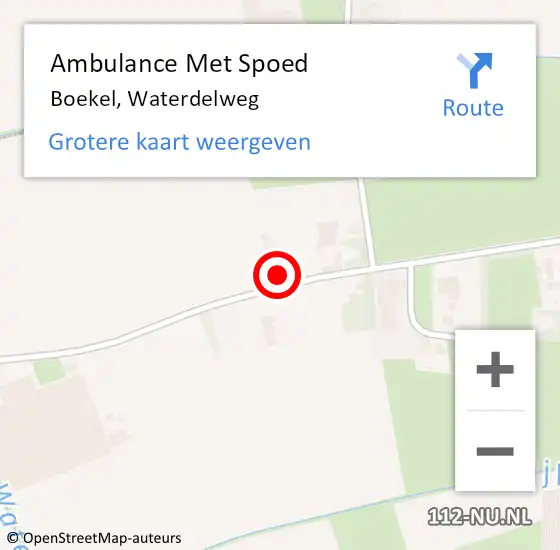 Locatie op kaart van de 112 melding: Ambulance Met Spoed Naar Boekel, Waterdelweg op 26 januari 2018 09:01